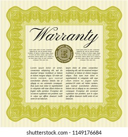 Yellow Retro vintage Warranty Certificate. Customizable, Easy to edit and change colors. With background. Elegant design. 