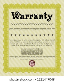 Yellow Retro vintage Warranty Certificate. Easy to print. Customizable, Easy to edit and change colors. Sophisticated design. 