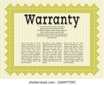 Yellow Retro vintage Warranty Certificate. Good design. With complex background. Customizable, Easy to edit and change colors. 
