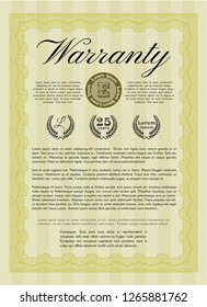 Yellow Retro vintage Warranty Certificate. Detailed. With quality background. Money Pattern design. 