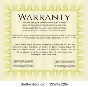 Yellow Retro vintage Warranty Certificate. With complex linear background. Money Pattern design. Customizable, Easy to edit and change colors. 