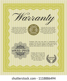 Yellow Retro Warranty Certificate template. Superior design. Printer friendly. Customizable, Easy to edit and change colors. 