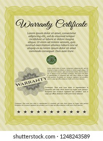 Yellow Retro Warranty Certificate template. With linear background. Money design. Customizable, Easy to edit and change colors. 