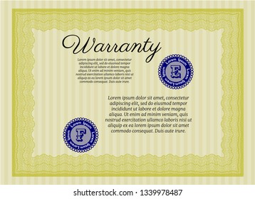 Yellow Retro Warranty template. Artistry design. Customizable, Easy to edit and change colors. Printer friendly. 