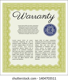Yellow Retro Warranty template. Artistry design. Customizable, Easy to edit and change colors. With complex background. 