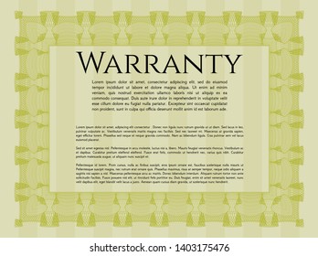 Yellow Retro Warranty template. With background. Excellent design. Customizable, Easy to edit and change colors. 