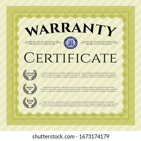 Yellow Retro Warranty template. With background. Customizable, Easy to edit and change colors. Sophisticated design. 