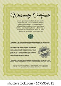 Yellow Retro Warranty template. With background. Customizable, Easy to edit and change colors. Money design. 