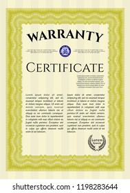 Yellow Retro Warranty template. Beauty design. Customizable, Easy to edit and change colors. Complex background. 