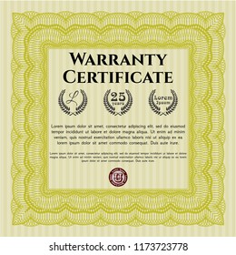 Yellow Retro Warranty template. Complex background. Customizable, Easy to edit and change colors. Good design. 