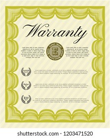 Yellow Retro Warranty template. With complex background. Customizable, Easy to edit and change colors. Lovely design. 