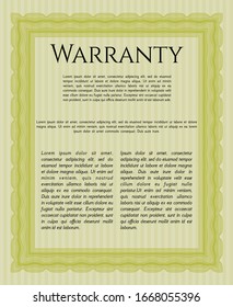 Yellow Retro Warranty template. Customizable, Easy to edit and change colors. With guilloche pattern. Money Pattern design. 