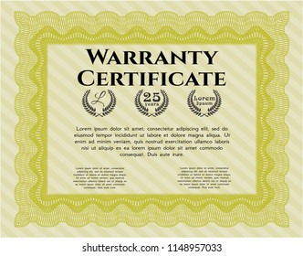 Yellow Retro Warranty template. Detailed. Easy to print. Excellent design. 