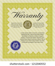 Yellow Retro Warranty template. Easy to print. Customizable, Easy to edit and change colors. Perfect design. 