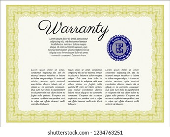 Yellow Retro Warranty template. Easy to print. Money Pattern. Customizable, Easy to edit and change colors. 