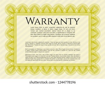 Yellow Retro Warranty template. Easy to print. Good design. Customizable, Easy to edit and change colors. 