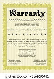 Yellow Retro Warranty template. With great quality guilloche pattern. Customizable, Easy to edit and change colors. Cordial design. 