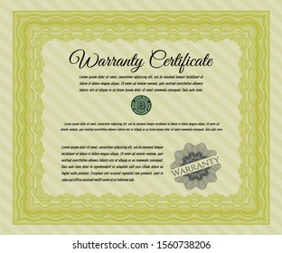 Yellow Retro Warranty template. With linear background. Customizable, Easy to edit and change colors. Good design. 
