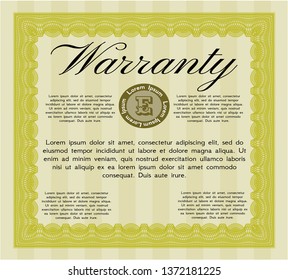 Yellow Retro Warranty template. Modern design. Detailed. With complex background. 