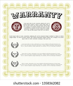 Yellow Retro Warranty template. Money Pattern. Customizable, Easy to edit and change colors. With great quality guilloche pattern. 
