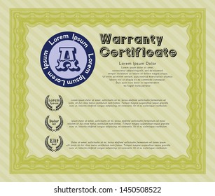 Yellow Retro Warranty template. Money design. Customizable, Easy to edit and change colors. With quality background. 