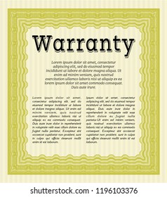 Yellow Retro Warranty template. Nice design. With guilloche pattern. Customizable, Easy to edit and change colors. 
