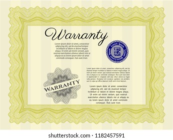 Yellow Retro Warranty template. Perfect design. Customizable, Easy to edit and change colors. Printer friendly. 