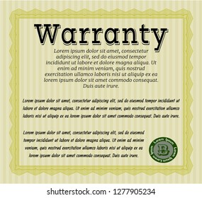 Yellow Retro Warranty template. Perfect design. With complex background. Vector illustration. 