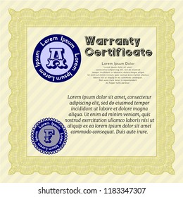 Yellow Retro Warranty template. Printer friendly. Customizable, Easy to edit and change colors. Superior design. 