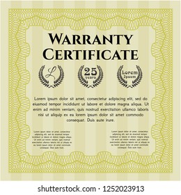 Yellow Retro Warranty template. Printer friendly. Vector illustration. Modern design. 