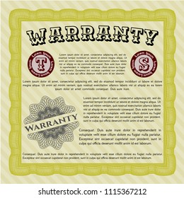 Yellow Retro Warranty template. With quality background. Detailed. Perfect design. 