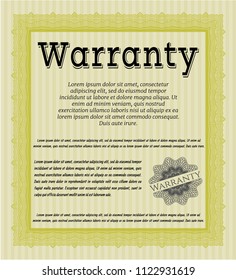 Yellow Retro Warranty template. Vector illustration. With complex background. Perfect design. 