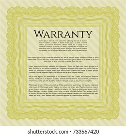 Yellow Retro Warranty template. Vector illustration. With background. Perfect design. 