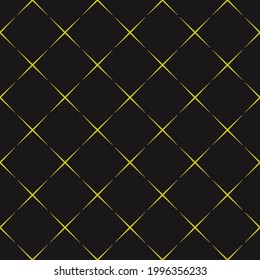 Yellow rhombus and black background. Repeated vector background.