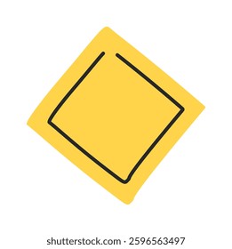 Yellow rhombus hand drawn sign