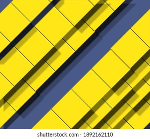 Yellow Rhombus Square Tiles Abstract Pattern