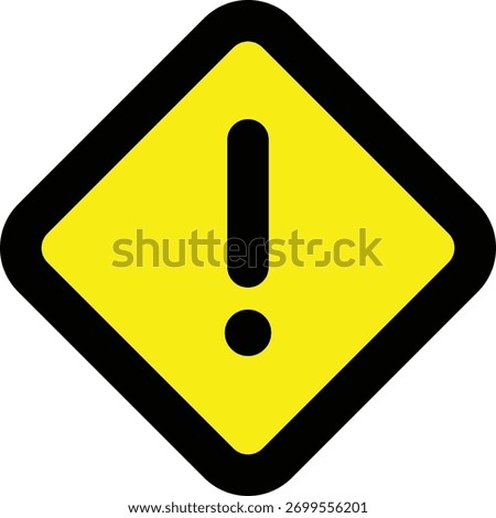 a yellow rhombus warning sign with an exclamation mark