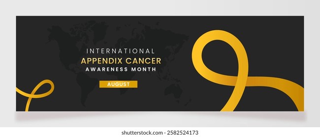 Yellow ribbon awareness graphic for International Appendix Cancer Awareness Month banner.