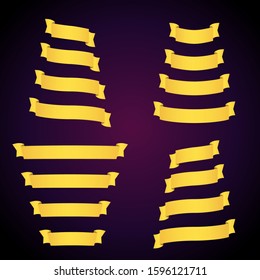 yellow ribbon banner flags set. Retro elements collection