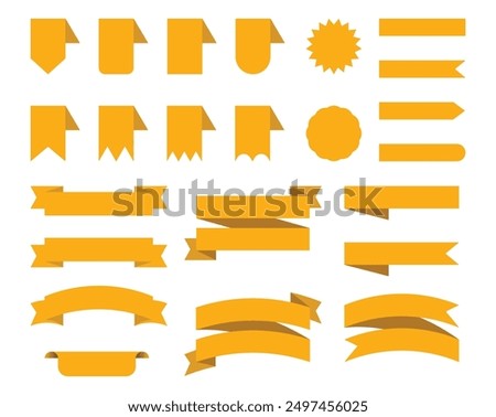 Yellow ribbon banners set. Big ribbons set. Ribbons collection isolated on white background. Royal ribbons set for promotion design. Vector graphic. stock illustration