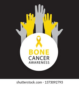 Yellow ribbon. Bone Cancer Awareness. Healthcare and medicine concept. Vector illustration.