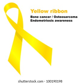 Yellow Ribbon, Bone Cancer / Osteosarcoma.  Endometriosis Awareness.