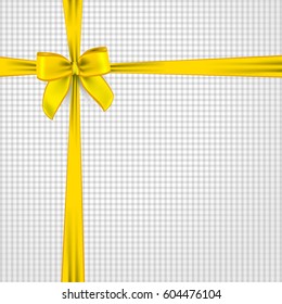 Yellow ribbon with a bow. Tape bandages gift. The holiday package with bow knot