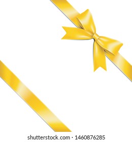 Yellow ribbon bow vector. Illustration of a yellow ribbon bow lean on white background.