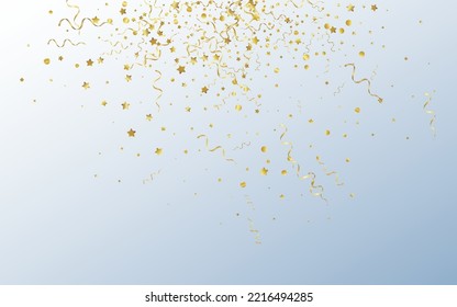 Fondo gris vectorial de decoración de cinta amarilla. Rama Estrella de papel. Diseño de celebración de Confetti. Afiche de Golden Flying.