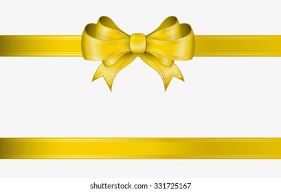yellow ribbon and elegant bow with gold lines