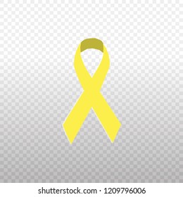 Yellow ribbon flat design over transparent background, Vector illustration eps 10