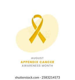 Yellow ribbon with flower awareness graphic for International Appendix Cancer Awareness Month banner.