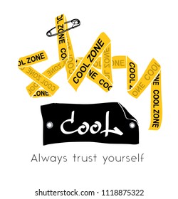 yellow ribbon forming stay cool typography graphic illustration