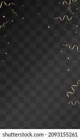 Gelber, brauner, glücklicher Vektorhintergrund. Einziger Confetti-Einladung. Star Swirl Plant. Golden Flying Design.